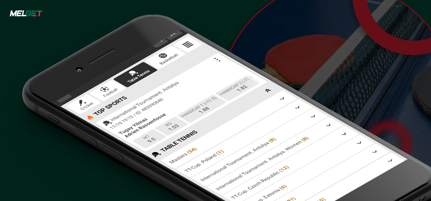 Mobile App for Table Tennis Betting at Melbet