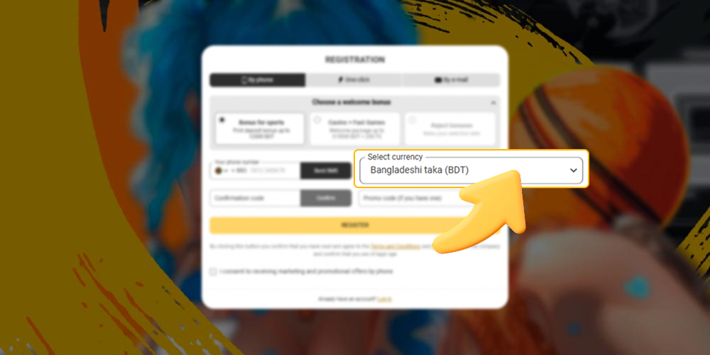 Select the currency of Bangladesh for deposit.