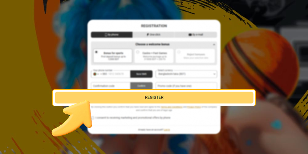 Complete the registration process to play on the casino website