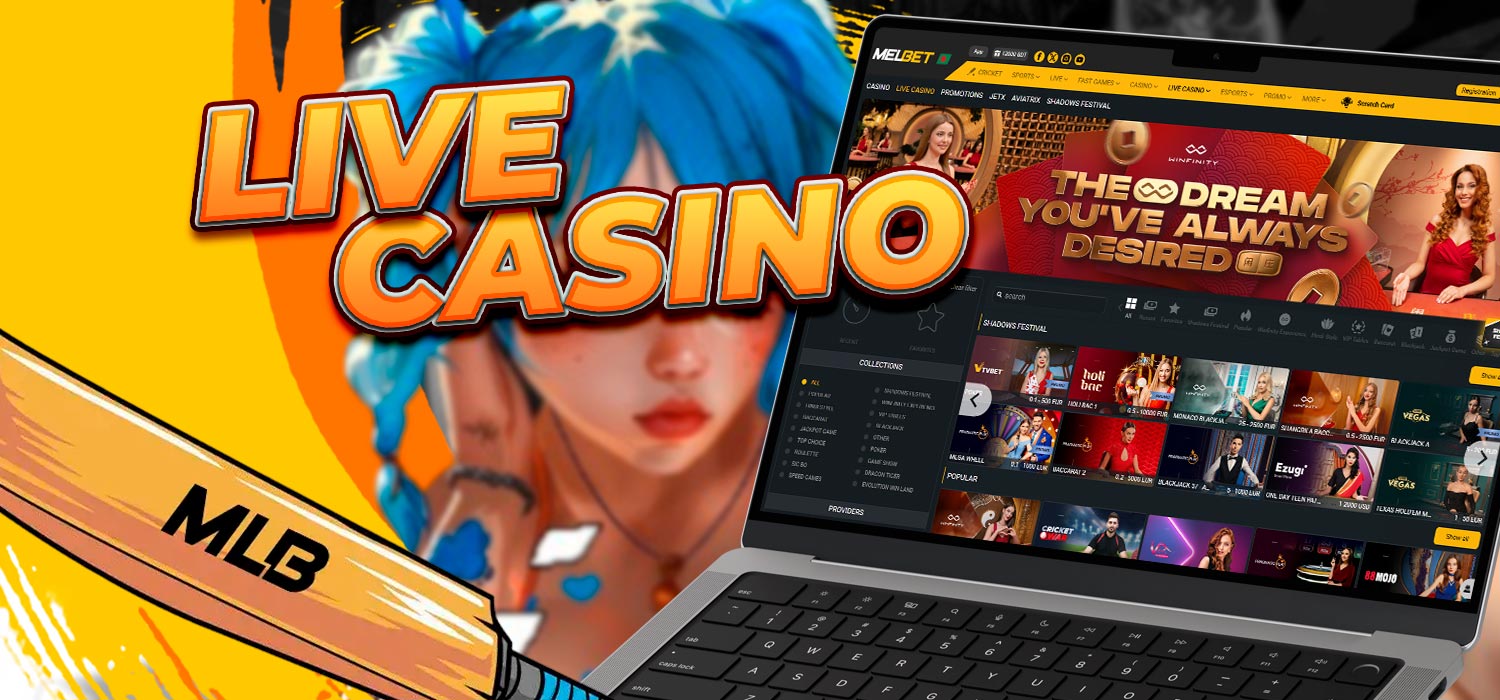 Live games and betting on the Melbet casino website.